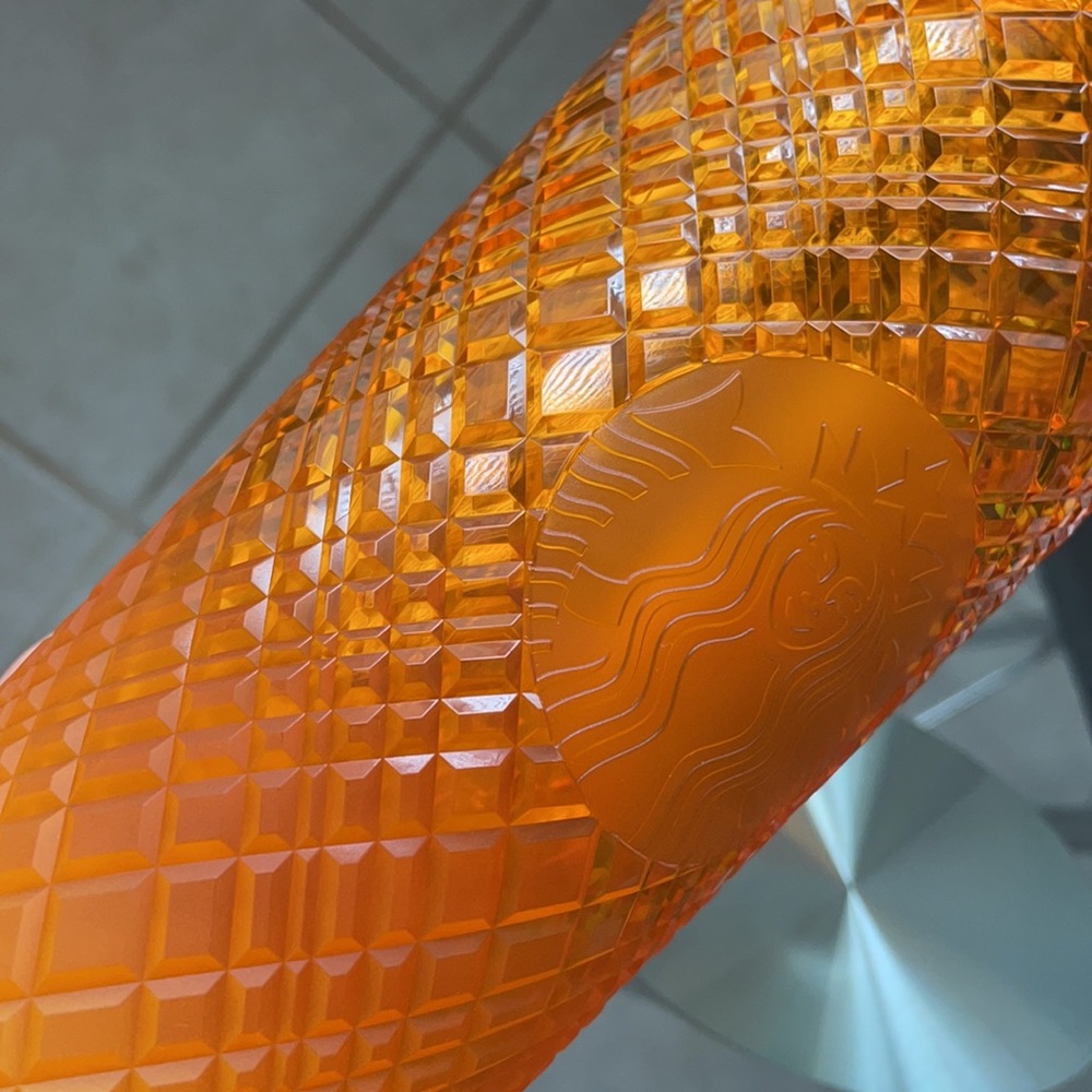 Starbucks Mango Pineapple Jeweled Matte Ombré Gradient Grid Cold Cup Tumbler - Picture 12 of 12